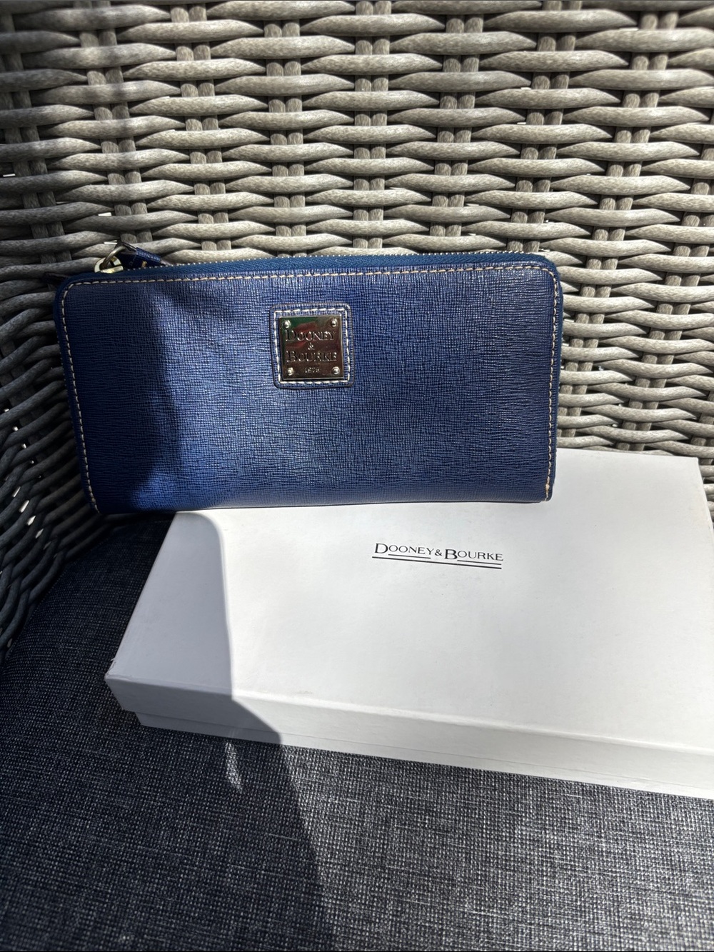 Dooney & Bourke Navy Saffiano Zip-Around Wallet NEW